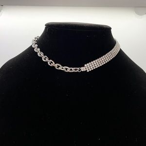 New silver Chain rhinestone choker necklace